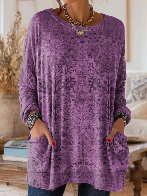 Digital printing women's fashion round neck medium and long top T-shirt m302271