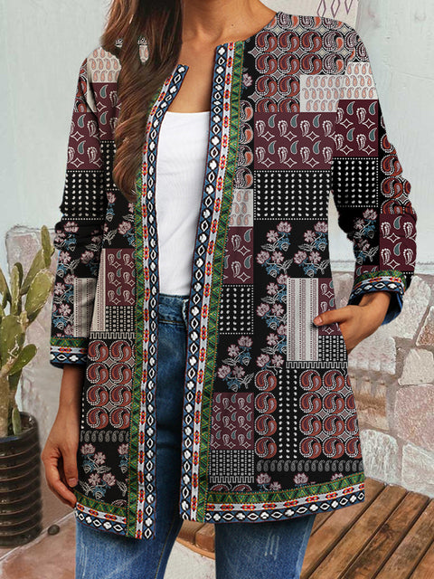 Autumn and winter retro ethnic style print jacket cardigan m303251 05