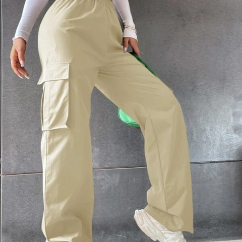 Gürtellose Hose mit hoher Taille, weite Beinhose, gerade, lockeres Temperament, Pendlerhose, Freizeithose, m301371 