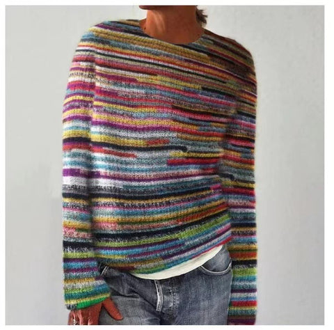Neuer Pullover mit Rundhalsausschnitt, farblich passender, lockerer, modischer Pullover, Strickpullover m300454 