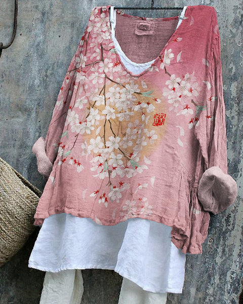 Long-sleeved printed casual pullover loose round neck single-piece T-shirt m301042