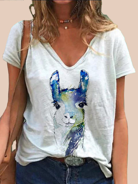 Spring new rabbit pattern printed short-sleeved crew neck T-shirt m302418