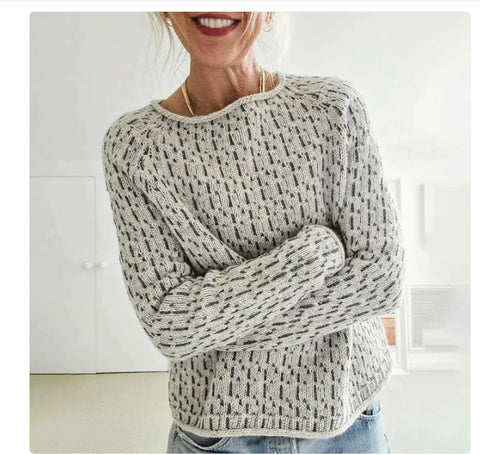 Rundhalsausschnitt, farblich passender, lockerer, modischer Pullover, Strickpullover m300496 