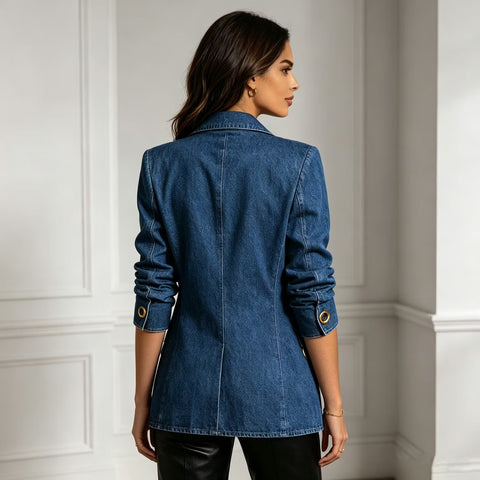 Loose hollow metal corns design hollow denim jacket FF303452
