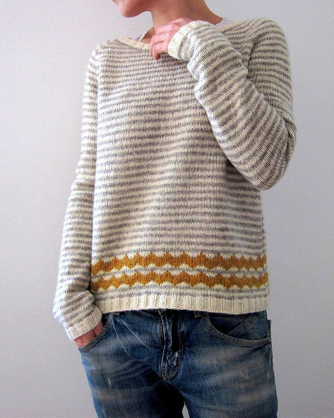 Rundhalsausschnitt, farblich passender, lockerer, modischer Pullover, Strickpullover m300485 