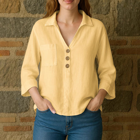 Lapel solid color loose shirt m303107