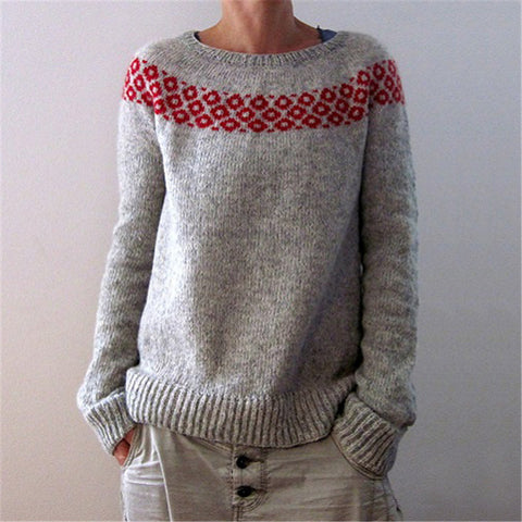 Rundhalsausschnitt, farblich passender, lockerer, modischer Pullover, Strickpullover m300496 