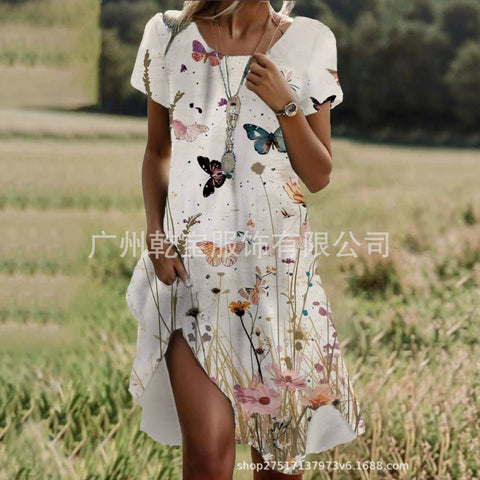 Floral print crew neck casual dress FF303190
