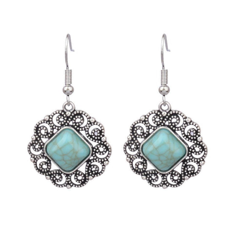 Boucles d'oreilles géométriques en alliage pour femmes, vacances à la plage, acrylique, turquoise, texture, m5010555