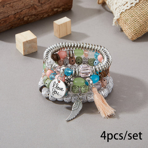 Neues böhmisches Armband, kreatives Quasten-Mehrschicht-Perlenarmband m3331286