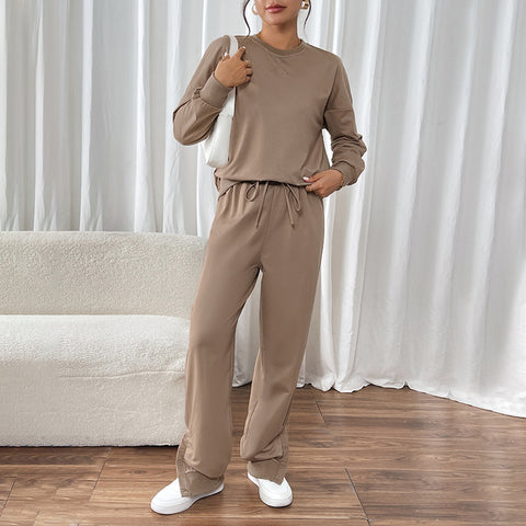 Herbst und Winter Damenbekleidung einfarbig Rundhalsausschnitt Freizeitanzug m300776 