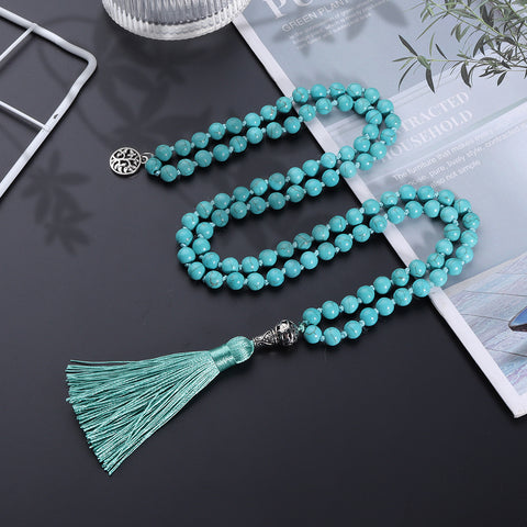108 semi-precious stones meditation tree of life pendant necklace m3331275