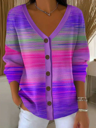 3D Digital Printed Women's Shoulder Cardigan Sweater FF303400