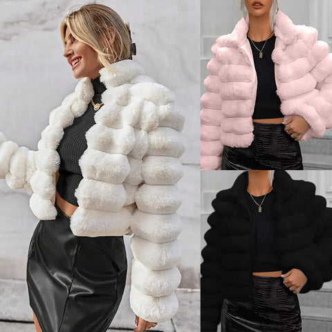 Imitation fur jacket short female versatile ins wind m302146