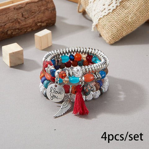 Neues böhmisches Armband, kreatives Quasten-Mehrschicht-Perlenarmband m3331286