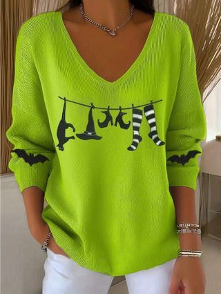 Shoulder V-neck long-sleeved autumn leaf 3D digital printing women's top FF303401