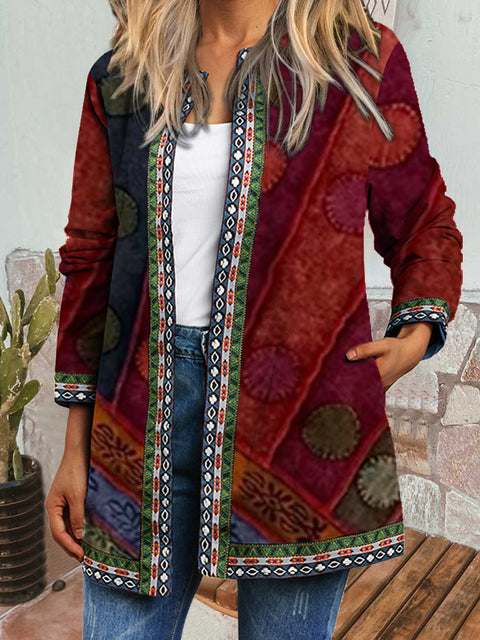 Autumn and winter retro ethnic style print jacket cardigan m303251 05