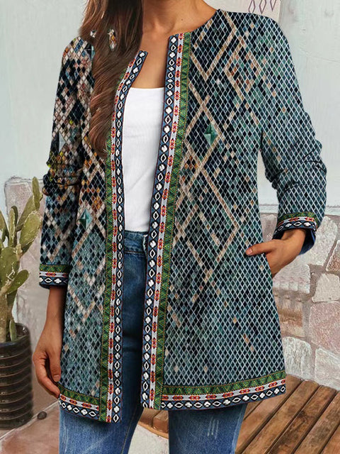 Autumn and winter retro ethnic style print jacket cardigan m303251 04