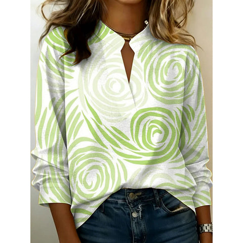 Digital printing casual pullover versatile spring and summer new shirt top m302788