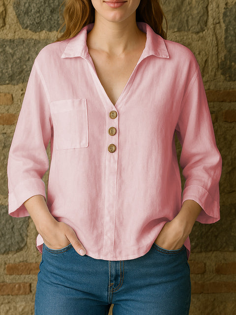 Lapel solid color loose shirt m303107