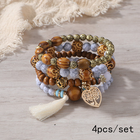 Neues böhmisches Armband, kreatives Quasten-Mehrschicht-Perlenarmband m3331286