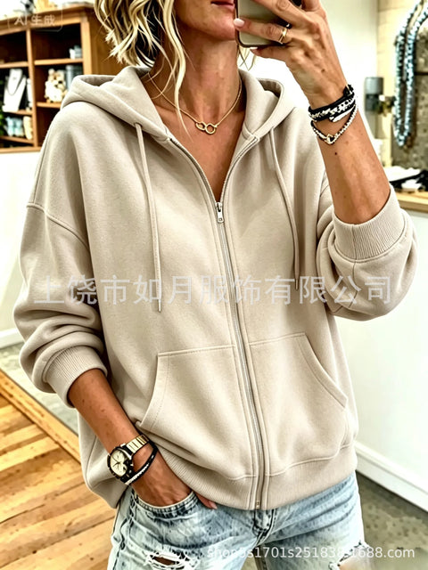 Hooded cardigan pocket casual long-sleeved sweater m303208