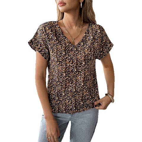 Chemisier t-shirt à manches courtes style vacances à fleurs m301398 