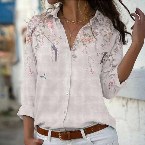 Digital Print Long Sleeve Shirt Urban Lady Print Top M302358