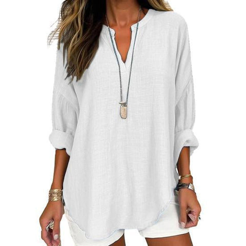 Frauen sommer kleine V-ausschnitt mit langen ärmeln casual temperament T-shirt lange ärmeln m301363 