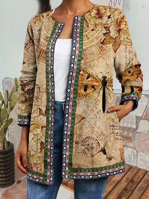 Autumn and winter retro ethnic style print jacket cardigan m303251 02
