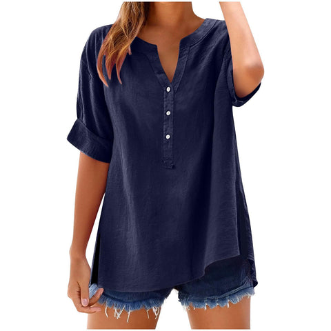 Chemise boutonnée en lin, haut décontracté et ample, m301356 