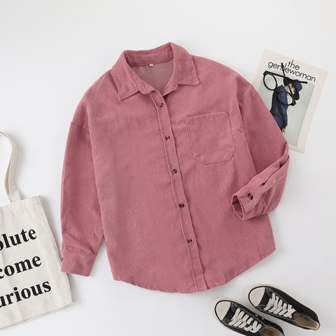 Chemise ample décontractée en velours côtelé pour femme M300964 