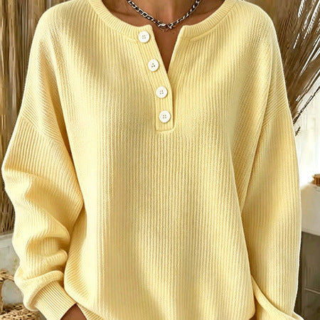 Waffle Top Waffle Long Sleeve Crew Neck Henry Sweater FF303390