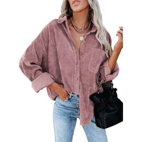 Chemise ample décontractée en velours côtelé pour femme M300964 
