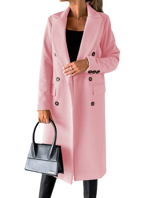 Jacke vielseitiger Wollmantel einfarbig Langarm Zweireiher Tasche m300579 