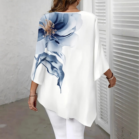 hot-selling casual versatile top floral print crew neck t-shirt FF303395