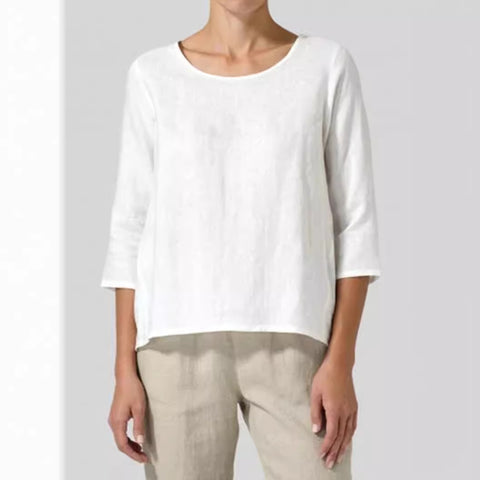 Cotton and linen large size women's seven-quarter sleeve casual loose T-shirt m302433