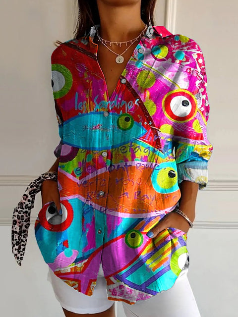 Sommertrend Langarmshirt Blumenmuster Druck 3D Shirt m301226 