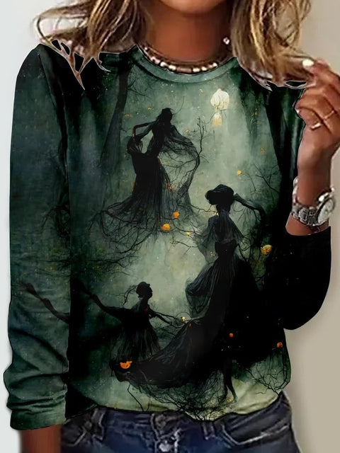 Autumn and winter women, new long-sleeved printed crew neck T-shirt top m301560