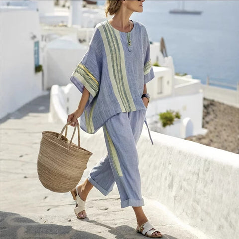 Ramie Bamboo Fiber Top Women's Summer Loose Casual Versatile V-Neck Feifei Sleeve Shirt m301525