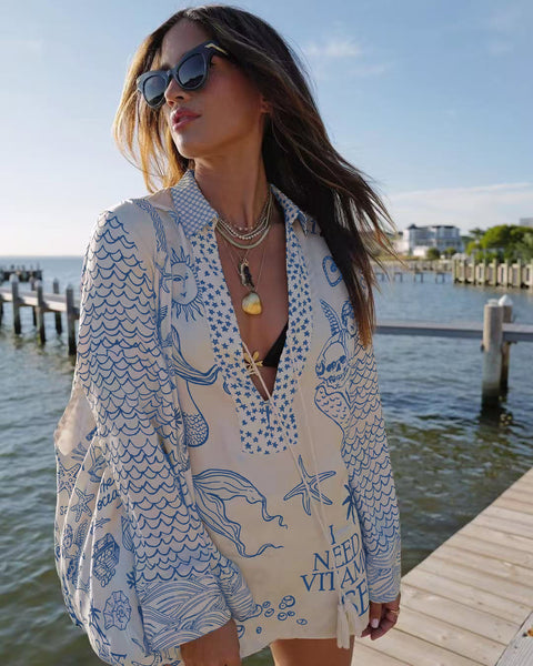 Fashion Casual Positioning Printed Satin Two-piece Set m301592