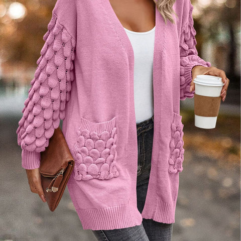Herbst und Winter Federnetz Farbe V-Ausschnitt Strickjacke Langarm Stricktasche Pullover m300604 