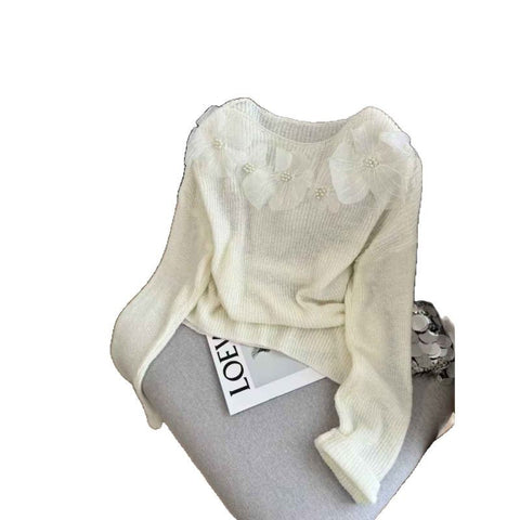 Spring new thin perspective loose soft waxy knitted sweater m301768