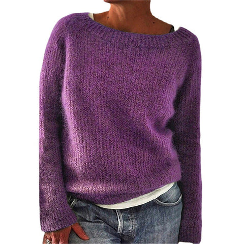 Einfarbiger Basic-Pullover Strickpullover m300507 