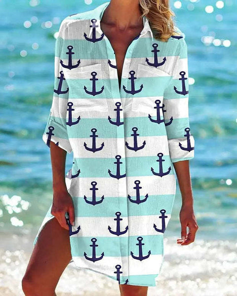 Bikinijacke Shirt Badeanzug Strickjacke Damen bedruckt Resort Strandshirt m301274 