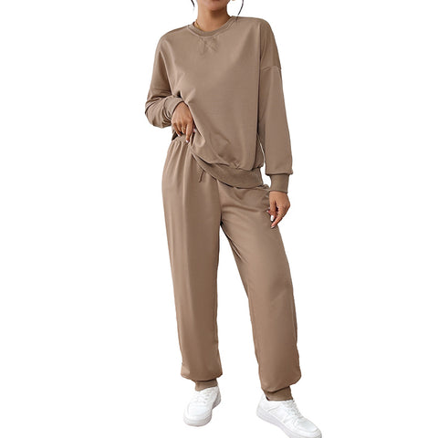 Herbst und Winter Damenbekleidung einfarbig Rundhalsausschnitt Freizeitanzug m300776 