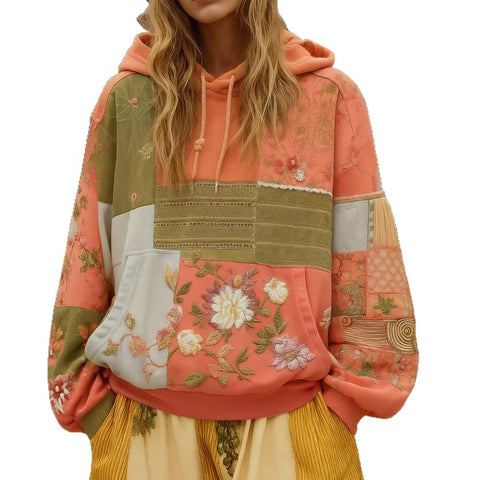 casual hooded long-sleeved pullover, regular digital printing women's sweater FF303127