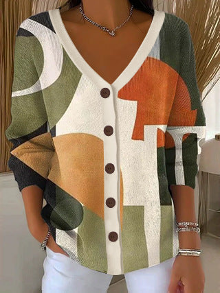 3D Digital Printed Women's Shoulder Cardigan Sweater FF303400