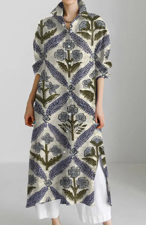 Casual abstract 3D printing autumn and winter long sleeve slit lining m303182