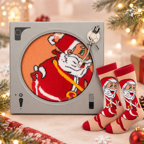 Christmas-themed record-shaped gift box socks, double boxed inside and outside FF3332064